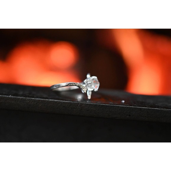 Art Deco Engagement Ring, Raw Diamond Ring, Sterling Silver Engagement R… - Picture 2 of 4